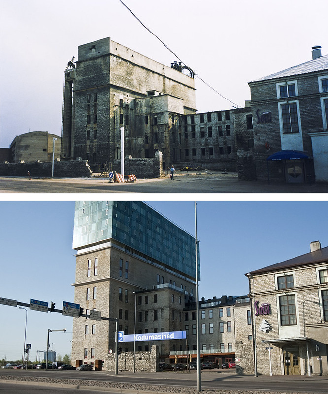 Juhkentali. Tselluloositehas Tartu maanteel   1998 - Stiilne tsaariaegne tööstushoone on üsna õnnetus seisus, õnneks müürid veel peavad. Ühes tiivas on ulualuse leidnud Sossi klubi.   2010 - Tehas on Fahle majana saanud uue elu (KoKo arhitektid), katlad on välja lõhutud ning asemele tehtud šikk eluhoone, lisatud klaasosa pakub hunnituid vaateid vanalinnale ühelt ja Ülemiste järvele teiselt poolt. Sossi klubi on saanud kaaslaseks Fahle restorani, Rock café, bowlingu ja palju muud. Katlahoone taga olnud elevaator on aga lammutatud.